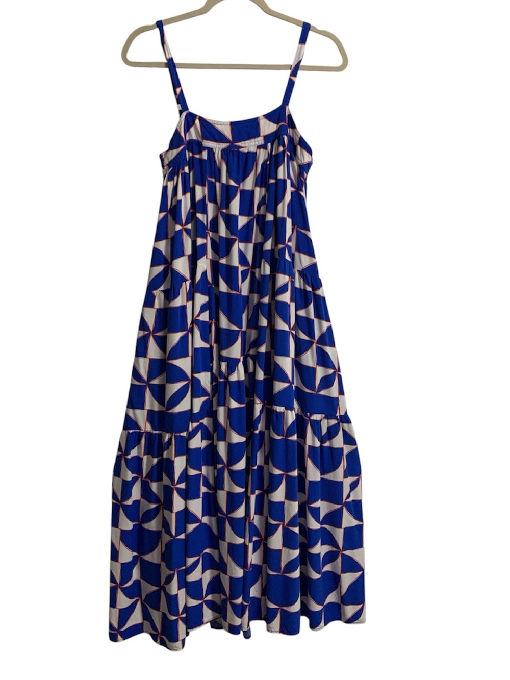 Abel The Label Tent Dress Blue Geometric Maxi Sundress M - Picture 3 of 6
